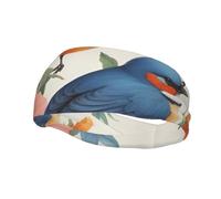 Birds Flowers Butterfly Print Sweatbands Sports Headband for Men Women,Athletic Sweatband for Tennis,Basketball,Running,Gym