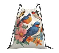Birds Flowers Butterfly Print Women Men Drawstring Bag Lightweight Drawstring Backpack Durable Gym Sack For Yoga Beach Gym