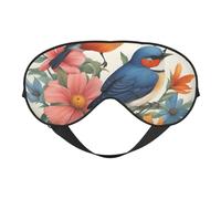 Birds Flowers Butterfly Sleep Mask,100% Natural Mulberry Silk Eye Mask with, Ultra-Soft Eye Covers for Sleeping, Travel, Nap