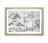 Birds & Flowers of The Four Seasons by Kano Tan'yu Framed Print | A2 Oak Framed Wall Art | Ready to Hang | Modern Floral Picture | Living Room Bedroom Lounge Office