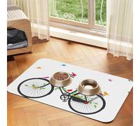 Birds Flowers On Bikes Printing Pet Absorbent Tablecloth, Special Pad For Pet Bowls, Rollable For Storage, Ideal For Pet Bowls