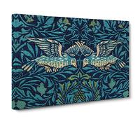Birds & Flowers Pattern by William Morris Canvas Print | Gallery Wrapped 30mm Frame Wall Art | 30x20 inches | Ready to Hang | Modern Floral Picture | Living Room Bedroom Lounge Office