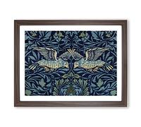 Birds & Flowers Pattern By William Morris Classic Painting Framed Wall Art Print, Ready to Hang Picture for Living Room Bedroom Home Office Décor, Walnut A4 (34 x 25 cm)