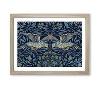 Birds & Flowers Pattern By William Morris Classic Painting Framed Wall Art Print, Ready to Hang Picture for Living Room Bedroom Home Office Décor, Oak A3 (46 x 34 cm)