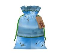 Birds Flying Away Over Sky Christmas Bag Gifts Happy Halloween Snacks Hamper Drawstring Wedding Favor Packaging Party