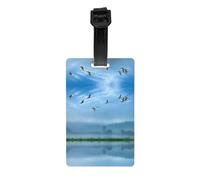 Birds Flying Away Over Sky Print Multi-Use PVC Luggage Tag Versatile ID Holder for Strollers and Bags Practical Travel Accessory