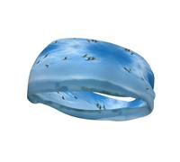 Birds Flying Away Over Sky Sports Headbands Moisture Wicking Athletic Terry Cloth Sweatband Sweat Absorbing Head Band