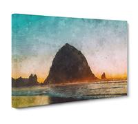 Birds Flying Over The Beach Canvas Print | Gallery Wrapped 30mm Frame Wall Art | 24x16 inches | Ready to Hang | Coastal Seascape Picture | Living Room Bedroom Lounge Office