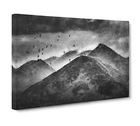 Birds Flying Over the Lake District Canvas Print | Gallery Wrapped 30mm Frame Wall Art | 30x20 inches | Ready to Hang | Abstract Landscape Picture | Living Room Bedroom Lounge Office