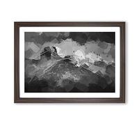 Birds Flying Over The Lake District in Abstract Framed Print | A2 Walnut Framed Wall Art | Ready to Hang | Abstract Landscape Picture | Living Room Bedroom Lounge Office