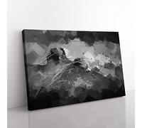 Birds Flying Over The Lake District In Abstract Modern Art Canvas Wall Art Print Ready to Hang, Framed Picture for Living Room Bedroom Home Office Décor, 60x40 cm (24x16 Inch)