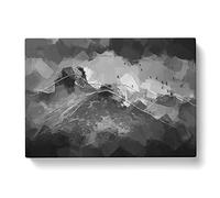 Birds Flying Over The Lake District In Abstract Modern Art Canvas Wall Art Print Ready to Hang, Framed Picture for Living Room Bedroom Home Office Décor, 76x50 cm (30x20 Inch)