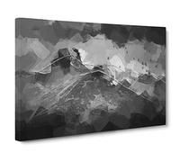 Birds Flying Over The Lake District In Abstract Modern Art Canvas Wall Art Print Ready to Hang, Framed Picture for Living Room Bedroom Home Office Décor, 30x20 Inch (76x50 cm)