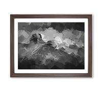 Birds Flying Over The Lake District In Abstract Modern Art Framed Print | A4 Walnut Framed Wall Art | Ready to Hang | Abstract Landscape Picture | Living Room Bedroom Lounge Office