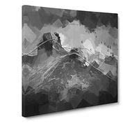 Birds Flying Over the Lake District in Abstract Modern Canvas Wall Art Print Ready to Hang, Framed Picture for Living Room Bedroom Home Office Décor, 20x20 Inch (50x50 cm)