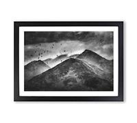 Birds Flying Over The Lake District Painting Framed Print | A2 Black Framed Wall Art | Ready to Hang | Modern Landscape Picture | Living Room Bedroom Lounge Office