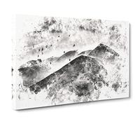 Birds Flying Over The Lake District Watercolour Canvas Print | Gallery Wrapped 30mm Frame Wall Art | 24x16 inches | Ready to Hang | Modern Landscape Picture | Living Room Bedroom Lounge Office
