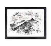 Birds Flying Over The Lake District Watercolour Modern Framed Print | A4 Black Framed Wall Art | Ready to Hang | Modern Landscape Picture | Living Room Bedroom Lounge Office