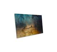 Birds Forest River Marsh Landscape Canvas Wall Art Picture Print CanvasGeeks Blue W36 inch x H24 inch x D40mm