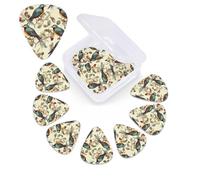 Birds Guitar Picks Set of 12 Classical Art Design with Organizer Storage Box for Guitar, Guitar Accessories, Ukulele for Acoustic Guitar, Bass, Day Gift