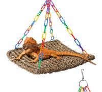 Bird's Hanging Bed Lizard Basking Platform, Woven Aquatic Grass Hammock for Lizards, Chameleons, Small Pets, and Bird Cage Perch for Parrots and Small Birds (Hanging Bed, S:18*18cm/7*7in)