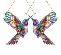 Birds Hummingbird Suncatchers, 2D Acrylic Window Suncatcher Ornaments, Hanging Bird Decor for Home, Window Decoration, Humming Bird Ornament for Gift or Friends (2 Pcs)