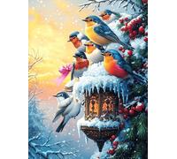 Birds in A Snowy Winter Scene 300 Pcs Jigsaw Puzzle Bundle Wildlife Plant Family Puzzle Lovers Fun Family Game Mindful Activity Spring Cardboard 300 PCS