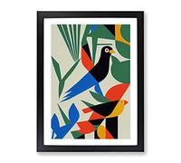 Birds In Abstract Framed Wall Art Print A2 Black