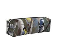 Birds in Birch Tree Leather Pencil Case Silver Zipper Pen Pencil Pouch Bag Organizer for Girls Boys Student School Office College