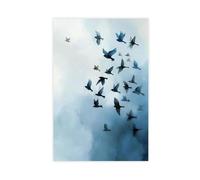 Birds in Blue Watercolor Canvas Poster Wall Art Decor Print Picture Paintings for Living Room Bedroom Decoration 20x30inch(50x75cm)