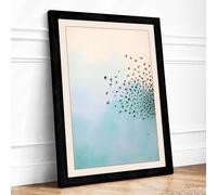 Birds in Dissolution Minimalist Framed Wall Art Print A1 (84.1×59.4cm) Black, Wall Decor for Living Room, Bedroom, Office & Home, Ready to Hang, Art Gift
