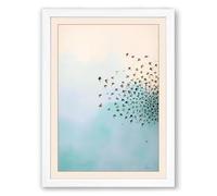 Birds in Dissolution Minimalist Framed Wall Art Print A1 (84.1×59.4cm) White, Wall Decor for Living Room, Bedroom, Office & Home, Ready to Hang, Art Gift