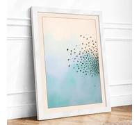 Birds in Dissolution Minimalist Framed Wall Art Print A2 (59.4×42cm) White, Wall Decor for Living Room, Bedroom, Office & Home, Ready to Hang, Art Gift