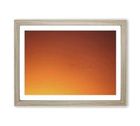 Birds In Flight During An Orange Sunrise Modern Art Framed Print | A2 Oak Framed Wall Art | Ready to Hang | Modern Landscape Picture | Living Room Bedroom Lounge Office