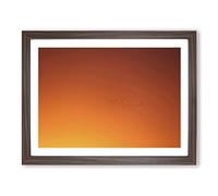 Birds In Flight During An Orange Sunrise Modern Art Framed Print | A3 Walnut Framed Wall Art | Ready to Hang | Modern Landscape Picture | Living Room Bedroom Lounge Office