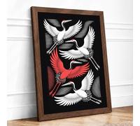 Birds in Flight Framed Wall Art Print A1 Walnut