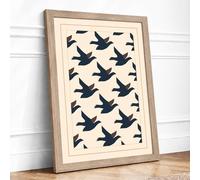 Birds in Flight Geometric Framed Wall Art Print A3 (42×29.7cm) Oak, Wall Decor for Living Room, Bedroom, Office & Home, Ready to Hang, Art Gift