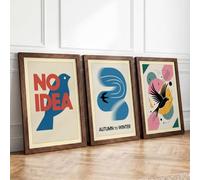 Birds in Flight Mid-Century Set of 3 Framed Wall Art Prints A2
