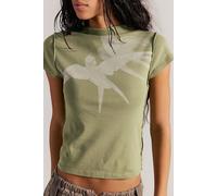 Birds In Flight Tee by Ragabond at Free People in Oil Green, Size: Large - female