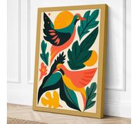 Birds in Foliage Tropical Canvas Wall Art Print 18x12 Inch