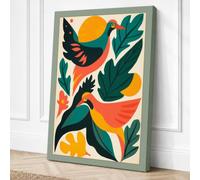 Birds in Foliage Tropical Canvas Wall Art Print 24x16 Inch (61 x 41 cm)