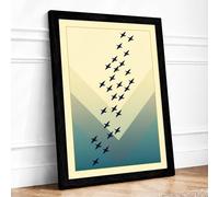 Birds in Formation Minimalist Framed Wall Art Print A3 (42×29.7cm) Black, Wall Decor for Living Room, Bedroom, Office & Home, Ready to Hang, Art Gift