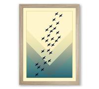 Birds in Formation Minimalist Framed Wall Art Print A3 (42×29.7cm) Oak, Wall Decor for Living Room, Bedroom, Office & Home, Ready to Hang, Art Gift