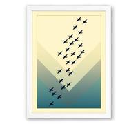Birds in Formation Minimalist Framed Wall Art Print A3 (42×29.7cm) White, Wall Decor for Living Room, Bedroom, Office & Home, Ready to Hang, Art Gift