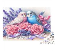Birds in Love Bouquet 1000 Piece S Sturdy Cardboard Classic Jigsaw Puzzle Adults Kids Difficult Challenging Decompression Wall Decor Gift Idea 52x38cm/1000pcs