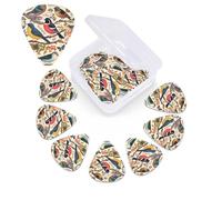 Birds in My Garden Guitar Picks 12 Pcs, 3 Different Thickness Celluloid Plectrum for Bass Electric Acoustic Guitars Ukulele Accessories Gift for Men Women (0.46mm, 0.71mm, 0.96mm)