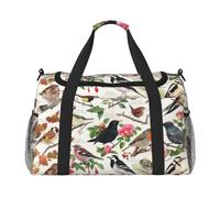 Birds in My Garden Printed Travel Duffel Bag, Large Capacity Hand Luggage Foldable Carry On Bag for Flight Travel Sports
