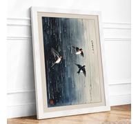 Birds in Silent Flight Japandi Framed Wall Art Print A1 (84.1×59.4cm) White, Wall Decor for Living Room, Bedroom, Office & Home, Ready to Hang, Art Gift