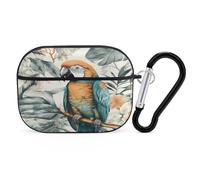 Birds in The Jungle Earbuds Organizer Shockproof Protective Airpods Pro Cover with Carabiner Clip Anti Fall Carrying Earphone Case Cover for Airpods Pro 2nd Generation Black