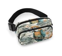 Birds in The Jungle Fanny Pack Belt Bag with Adjustable Strap Fashion Waist Bag for Outdoor Sports Hiking, white, 20x13cm, Full Printed Waist Bag